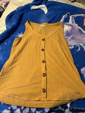Maurices Mustard Ribbed Button-Front Tank Top